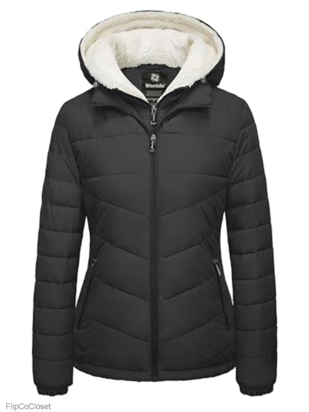 Women's Quilted Puffer Jacket Warm Winter Coat with Fleece Hood
